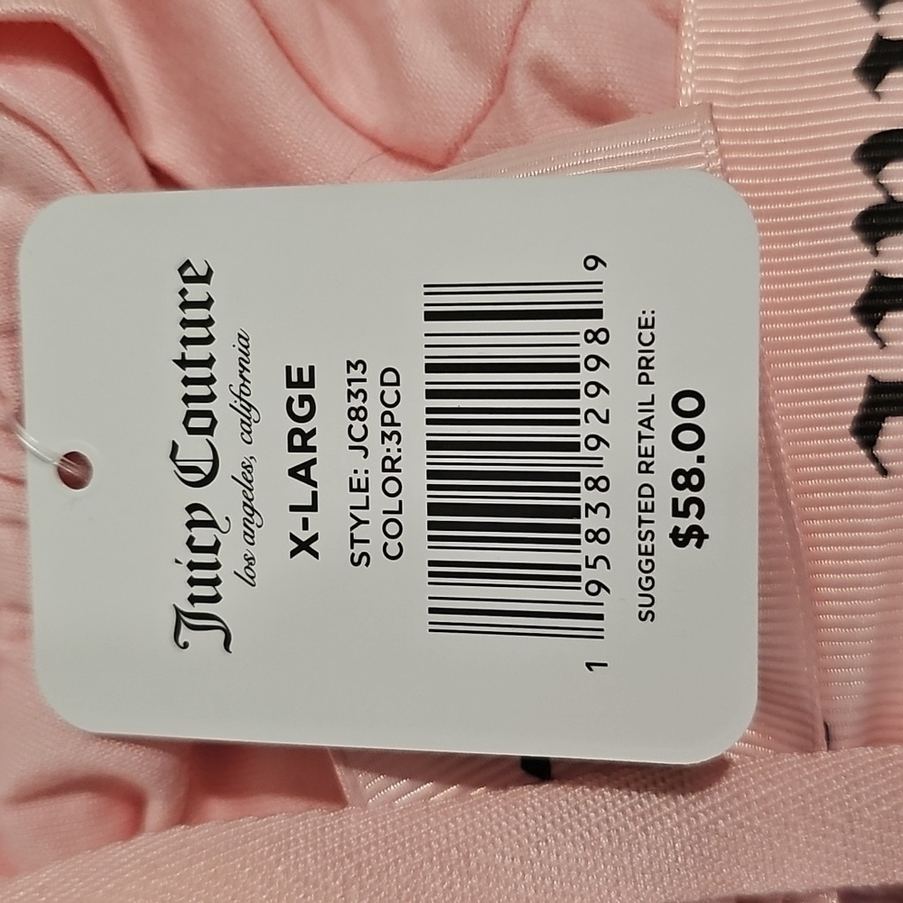 JUICY COUTURE BEADED PINK SLEEPWEAR LOUNGEWEAR 3 PIECE GIFT SET XLG - Picture 3 of 3
